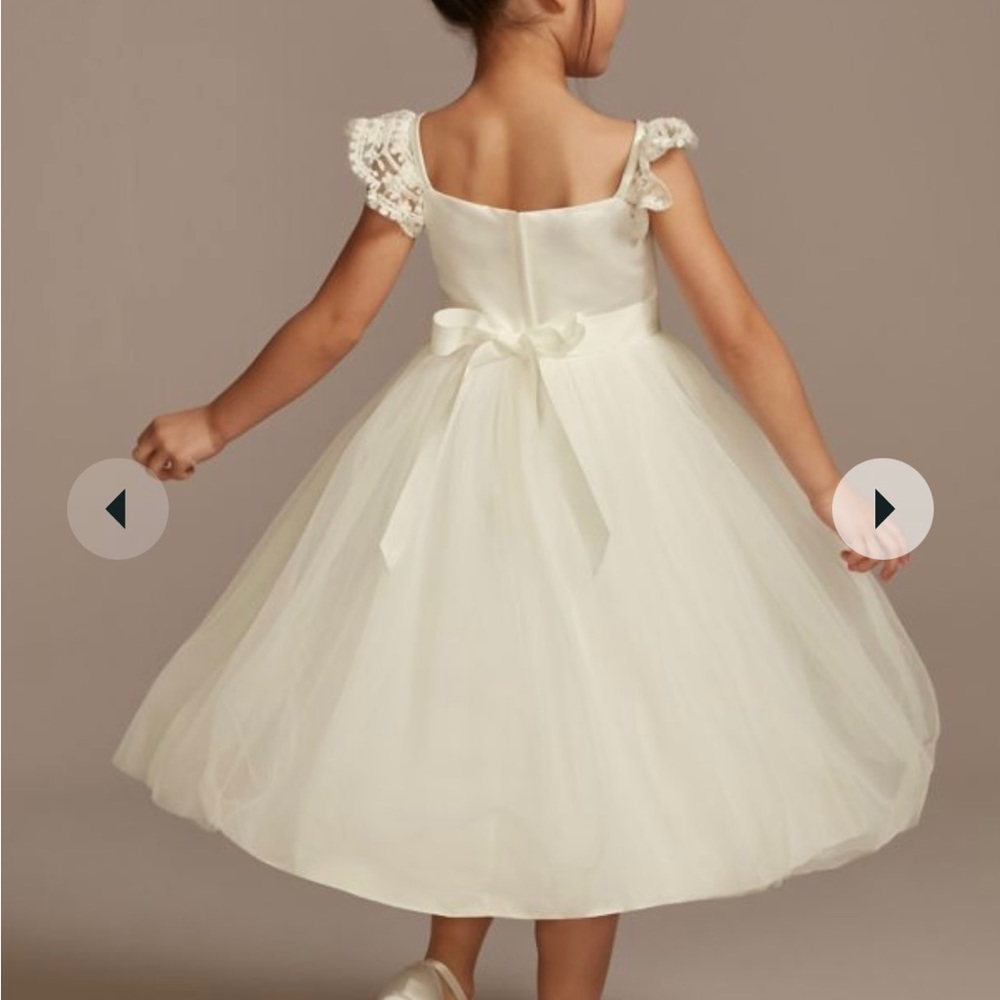 DAVID'S BRIDAL crochet flower girl dress- does NOT include basket or wreath - Picture 6 of 6